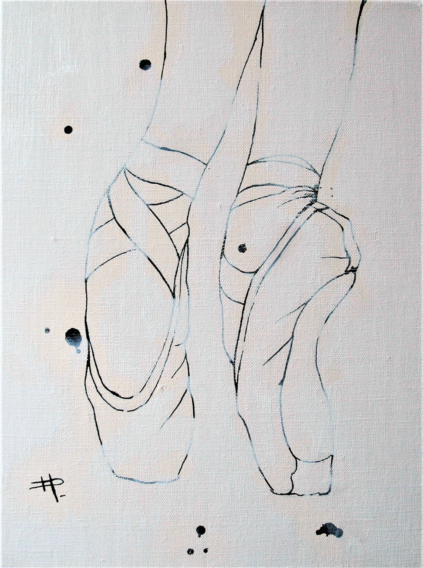 Peinture à l'huile peinture acrylique et encre de chine sur toile de lin