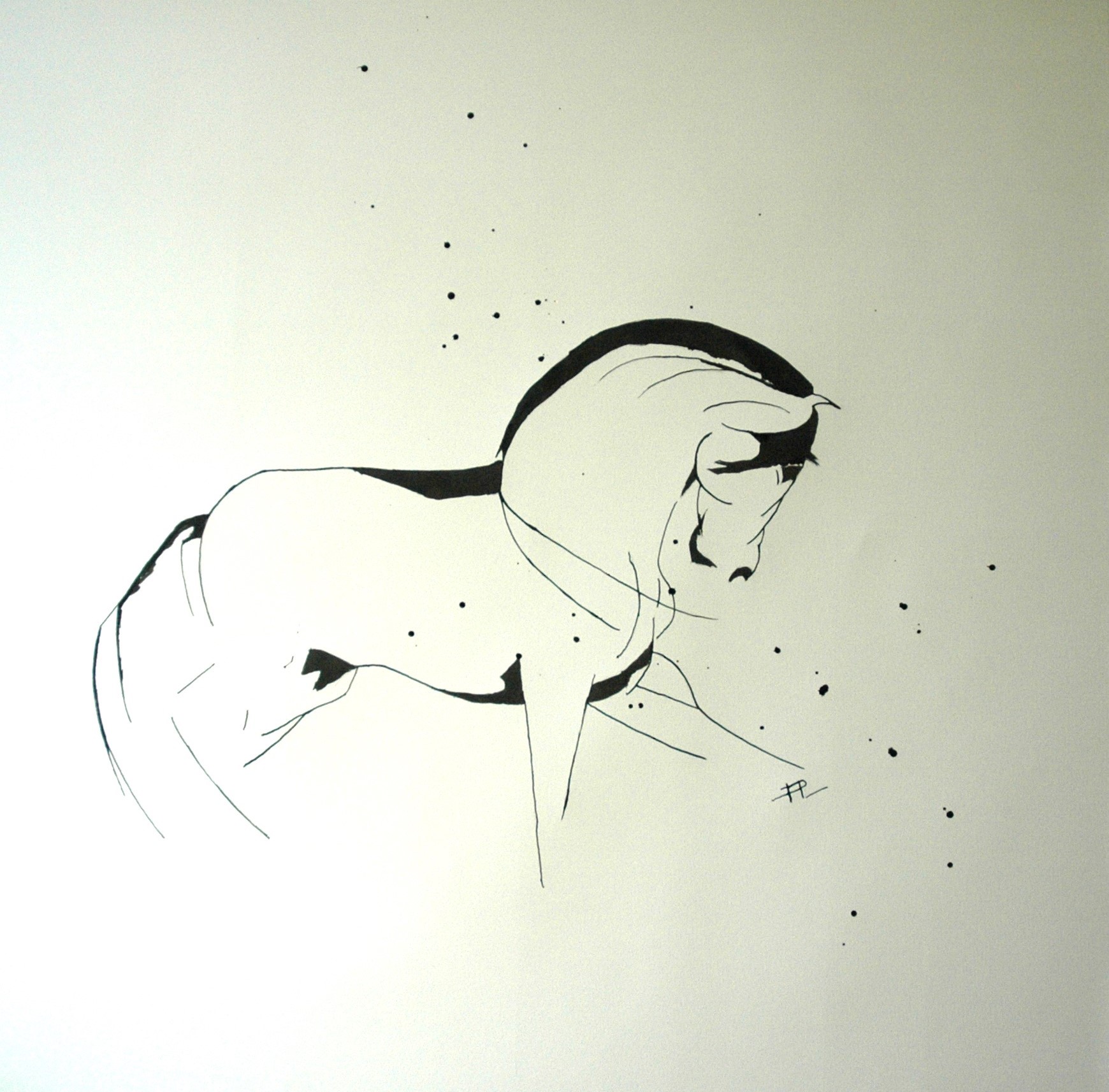 Encre de chine sur papier aquarelle 100x100 cm  VENDU commande